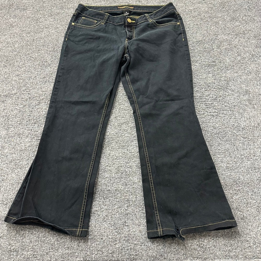 Apple Bottoms Jeans Womens Size 16 Black Bootcut Gold Stitch Stretch Denim Y2K